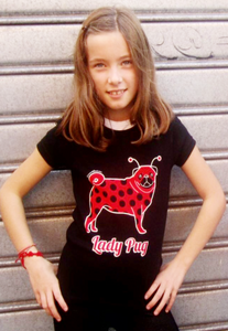 Lady Pug® Girls Black T-shirt